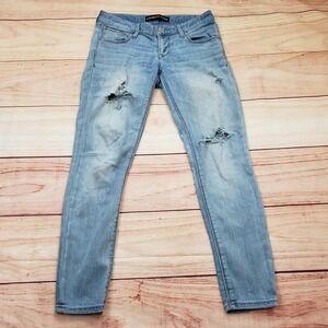 Express Jeans Womens 0R Light Wash Distressed Ankle Stella‎ Low Rise Skinny